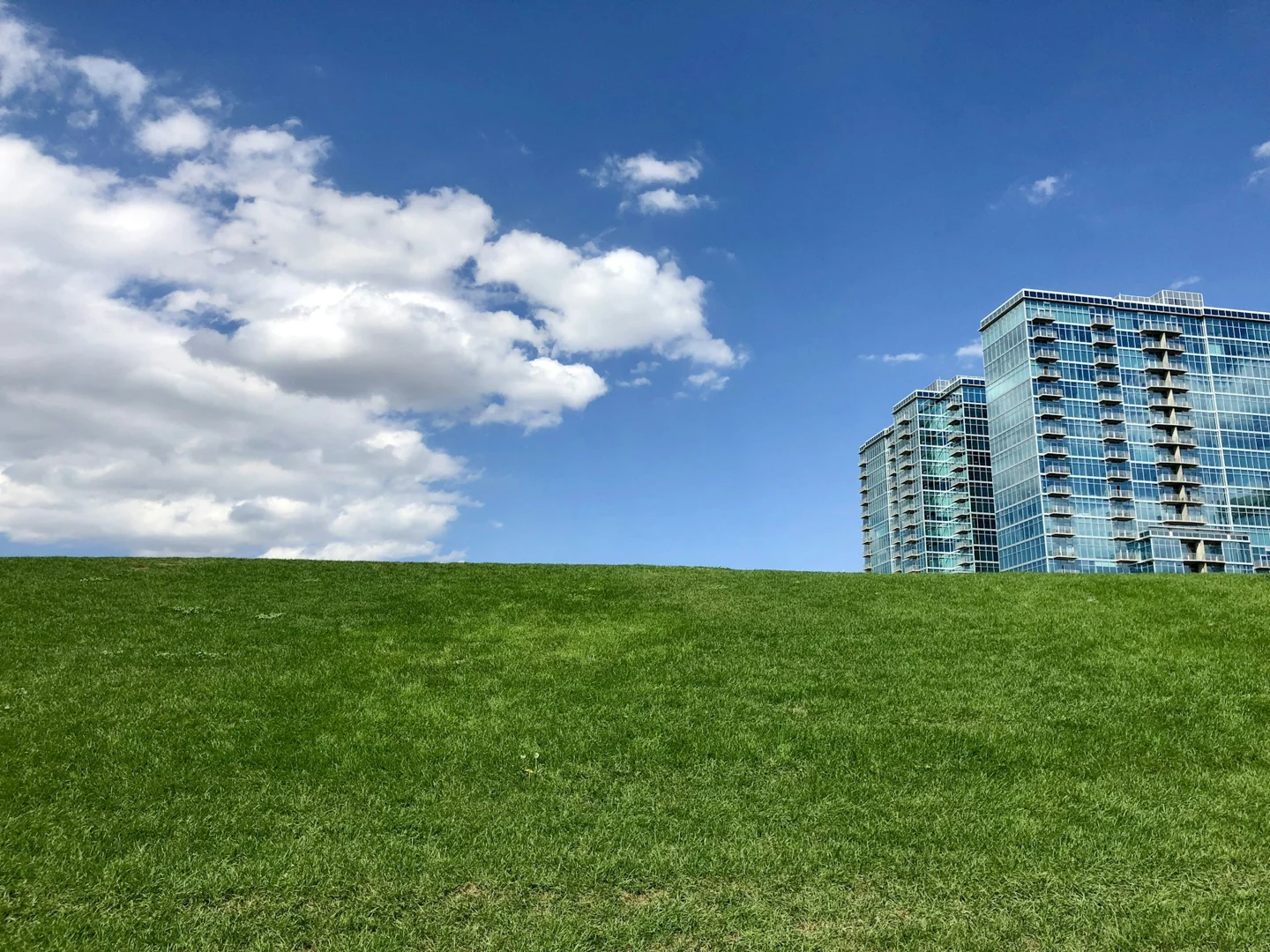 Glass House condominiums viewed from Commons Park, Denver
